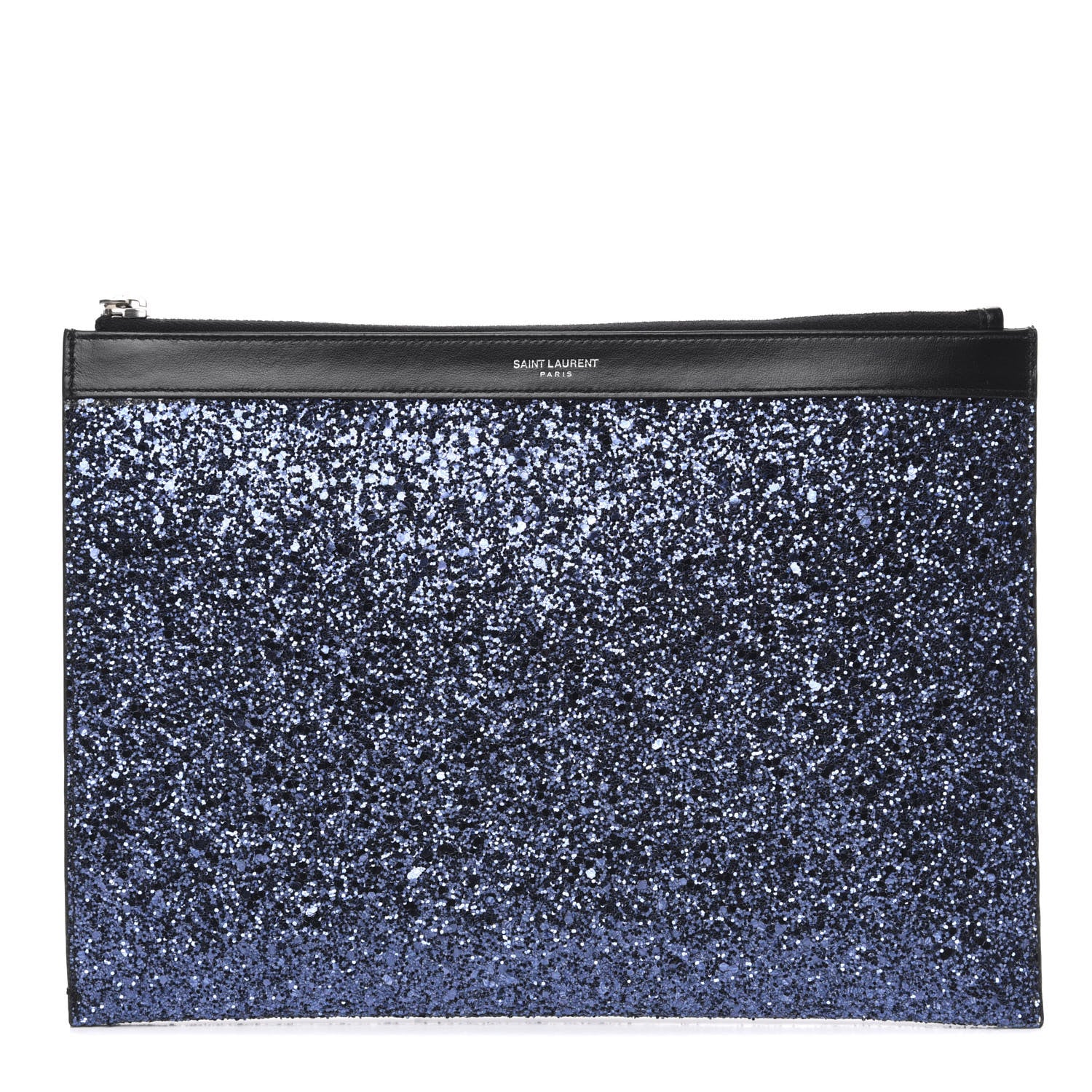 Saint Laurent Calfskin Glitter Zipped Tablet Pouch Blue 1 of 8