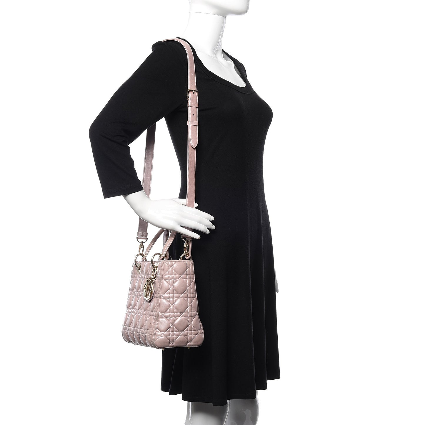 Pearly Lambskin Cannage Medium Lady Dior Lotus