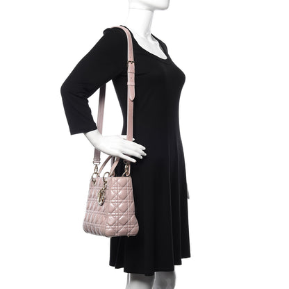 Christian Dior Pearly Lambskin Cannage Medium Lady Dior Lotus 2 of 20
