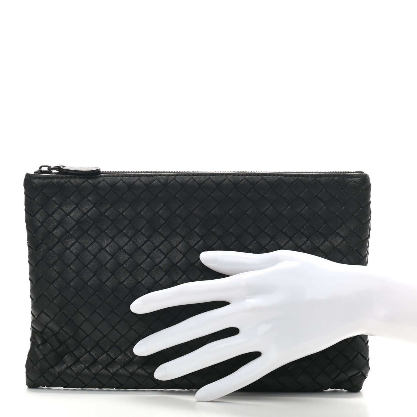 Nappa Intrecciato Medium Zip Pouch Black