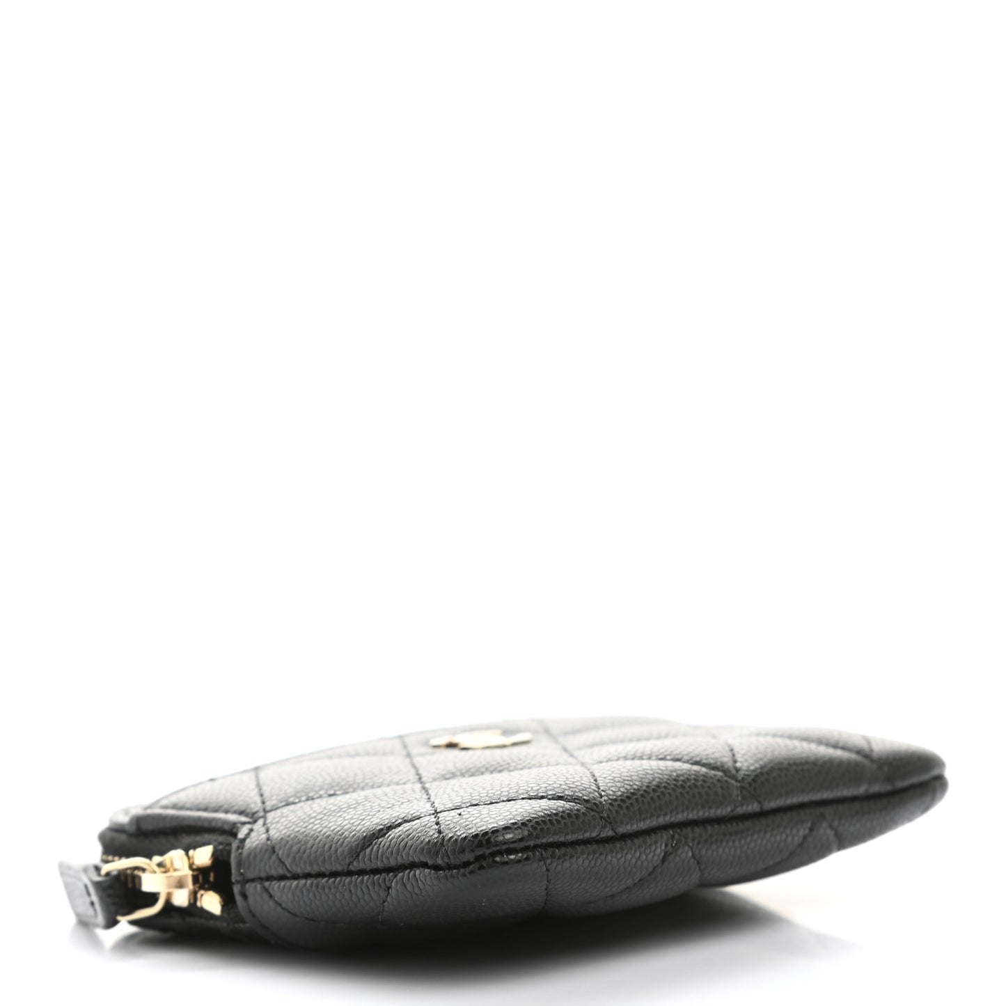 Caviar Quilted Zip Card Holder Wallet Black