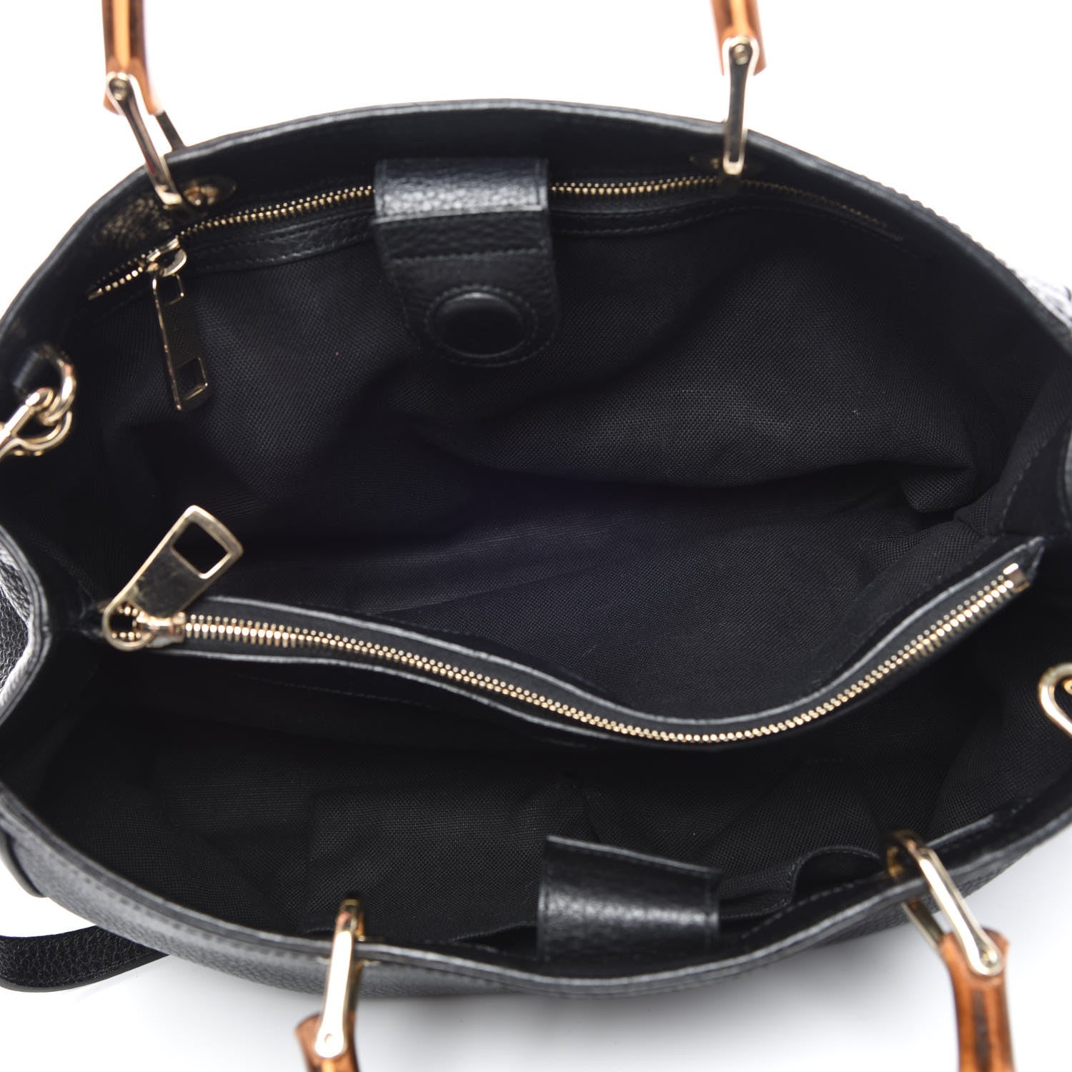 Gucci Pebbled Calfskin Medium Bamboo Shopper Tote Black 8 of 11