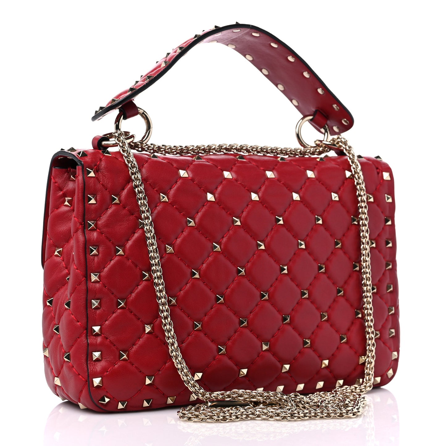 Nappa Medium Rockstud Spike Shoulder Bag Rosso Valentino