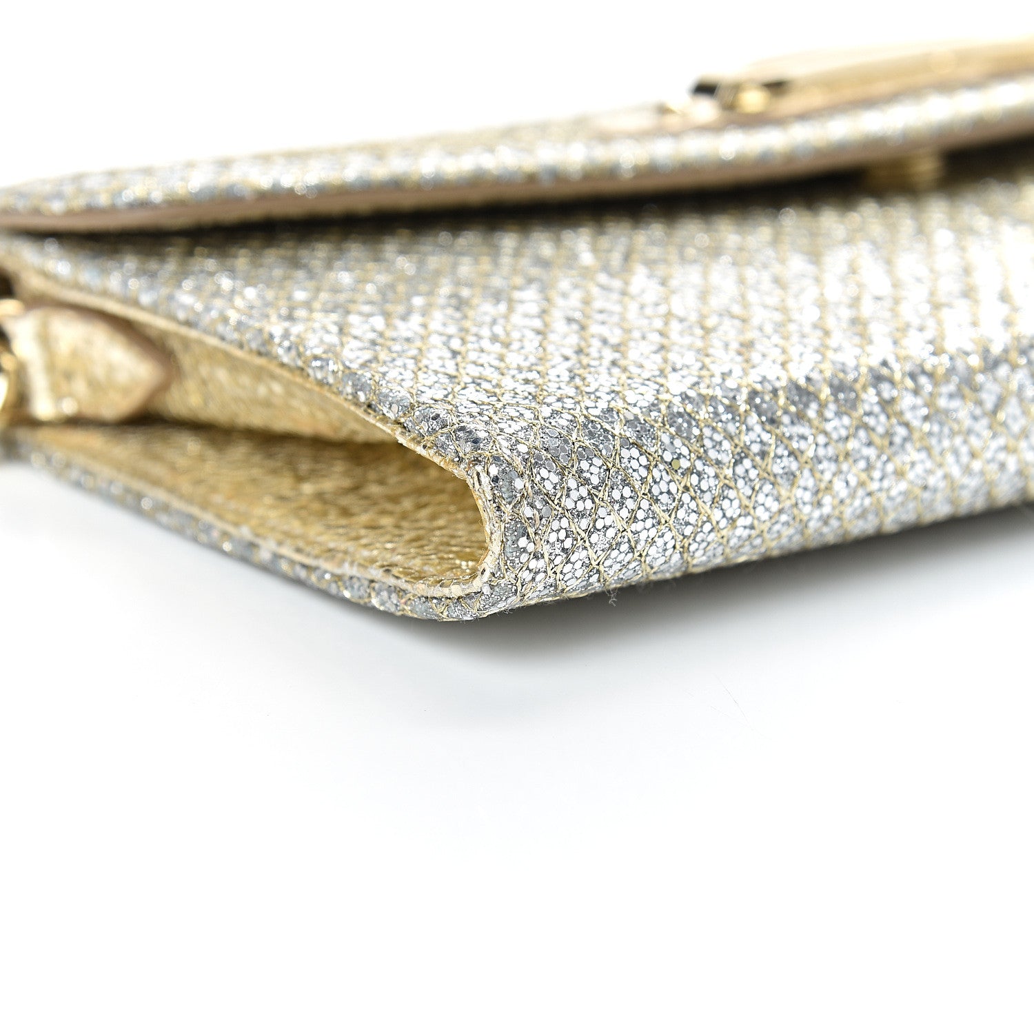 Jimmy Choo Glitter Fabric Large Riane Clutch Champagne 8 of 10