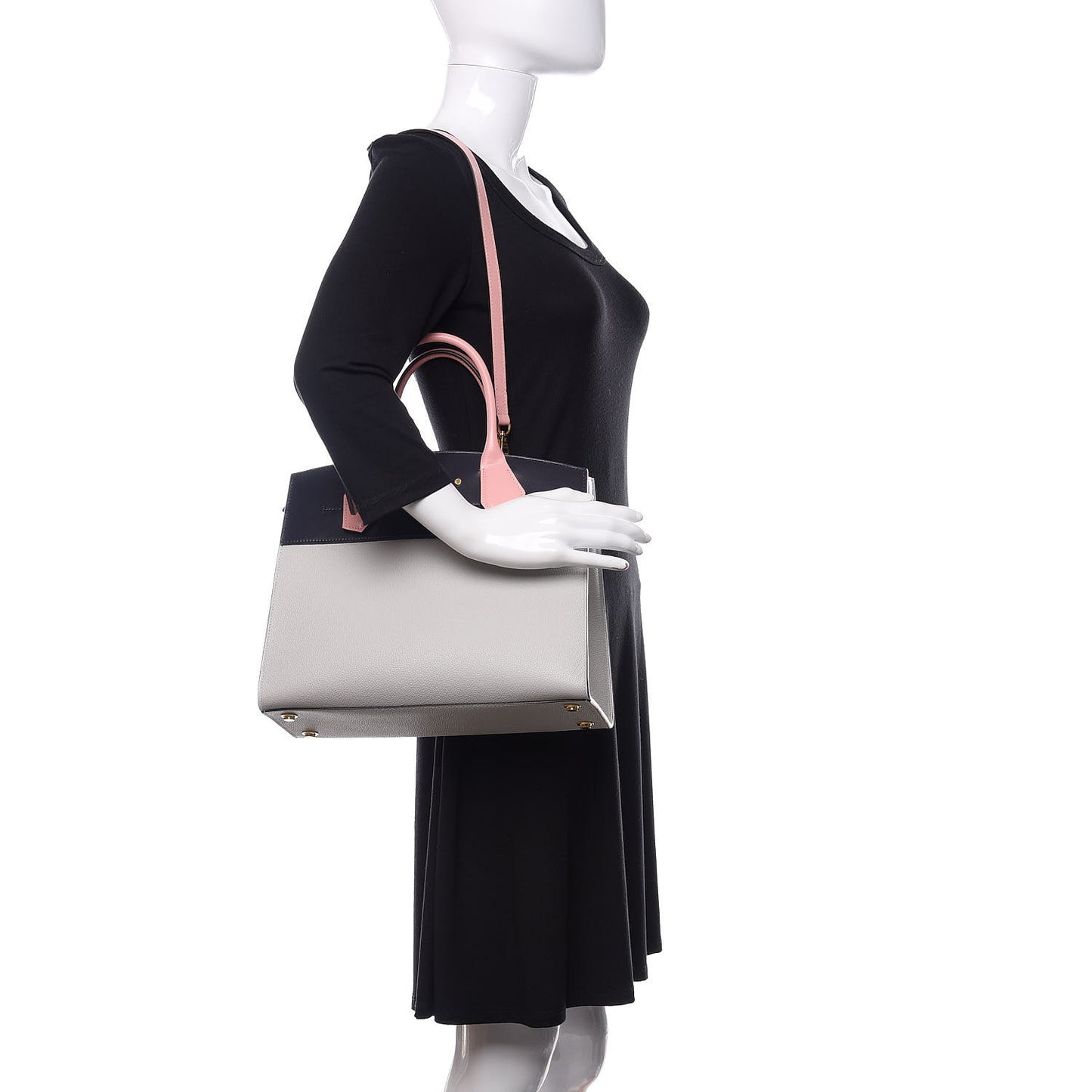 Calfskin City Steamer MM Gris Antartica Navy Rose Doux