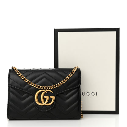 Gucci Calfskin Matelasse GG Marmont Chain Wallet Black 11 of 11