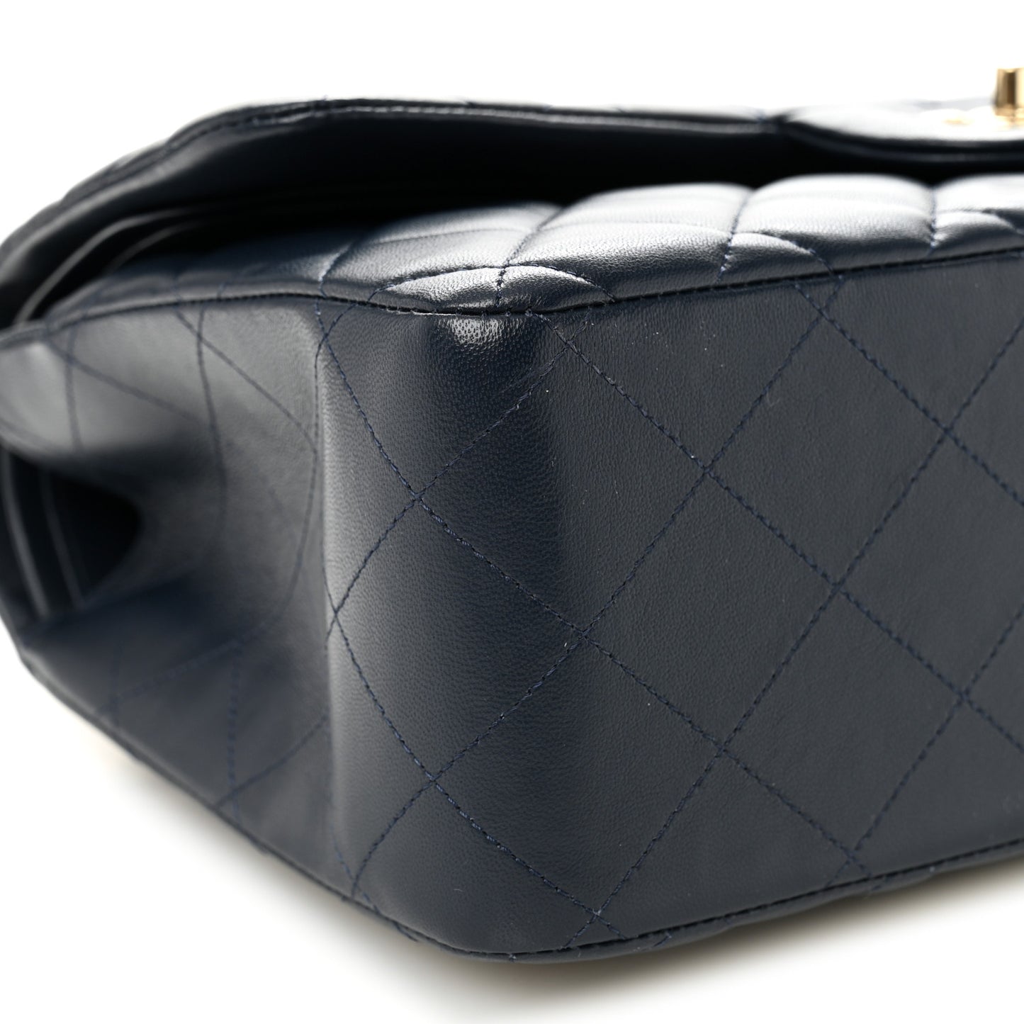 Lambskin Quilted Jumbo Double Flap Navy