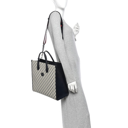 Gucci GG Supreme Monogram Azalea Calfskin Medium Retro Interlocking G Tote Bag Beige Blue 2 of 12