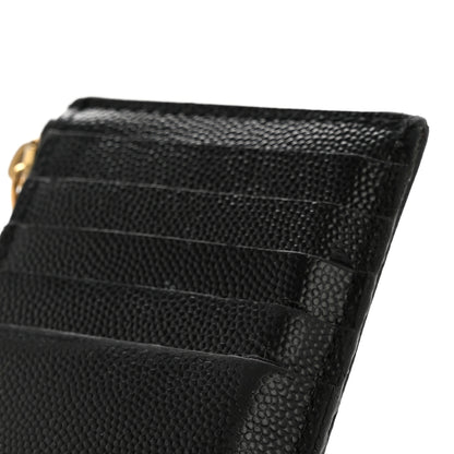 Saint Laurent Grain De Poudre Matelasse Chevron Monogram Fragments Zippered Card Case Black 11 of 11