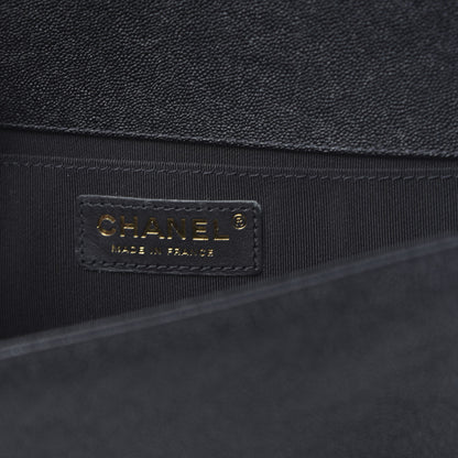 Chanel Caviar Chevron Quilted Medium Boy Flap Black 6 of 11