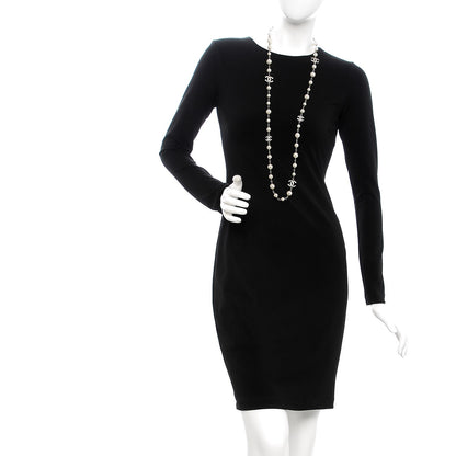 Chanel Crystal Pearl CC Long Necklace Silver 2 of 5