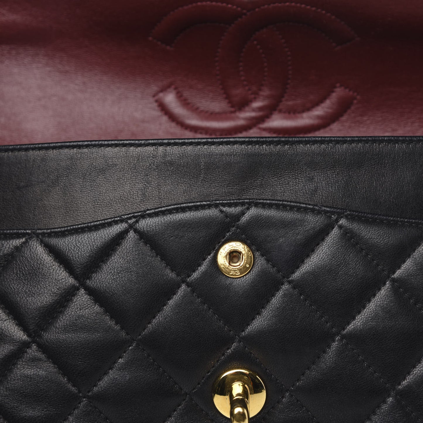 Lambskin Quilted Medium Double Flap Black