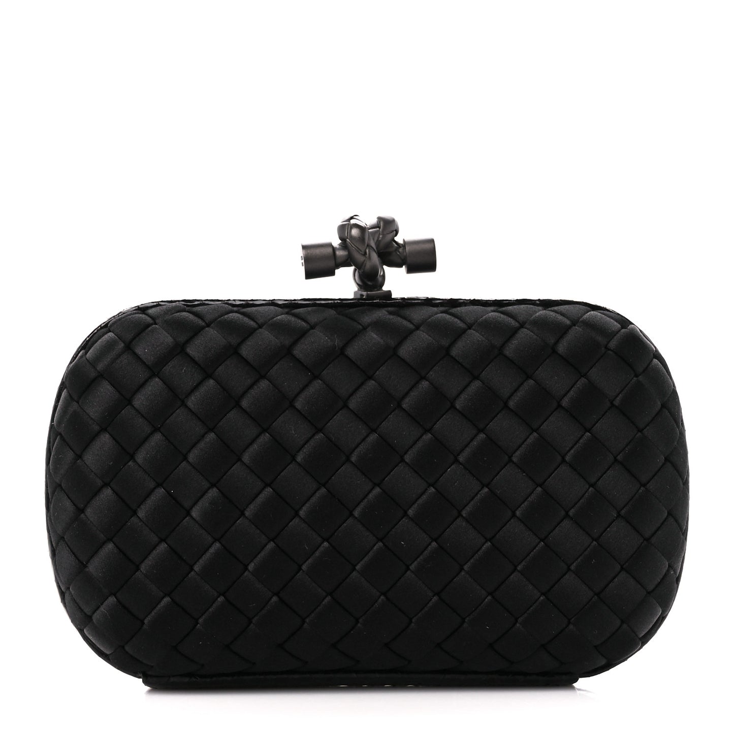 Satin Intreccio Impero Ayers Knot Clutch Black