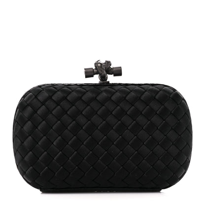 Bottega Veneta Satin Intreccio Impero Ayers Knot Clutch Black 1 of 9