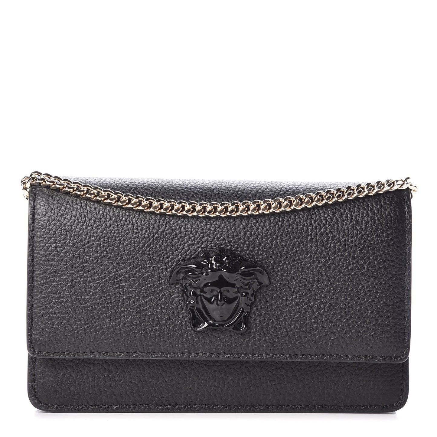 Grained Calfskin Palazzo Chain Evening Bag Black