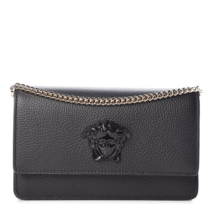Versace Grained Calfskin Palazzo Chain Evening Bag Black 1 of 8