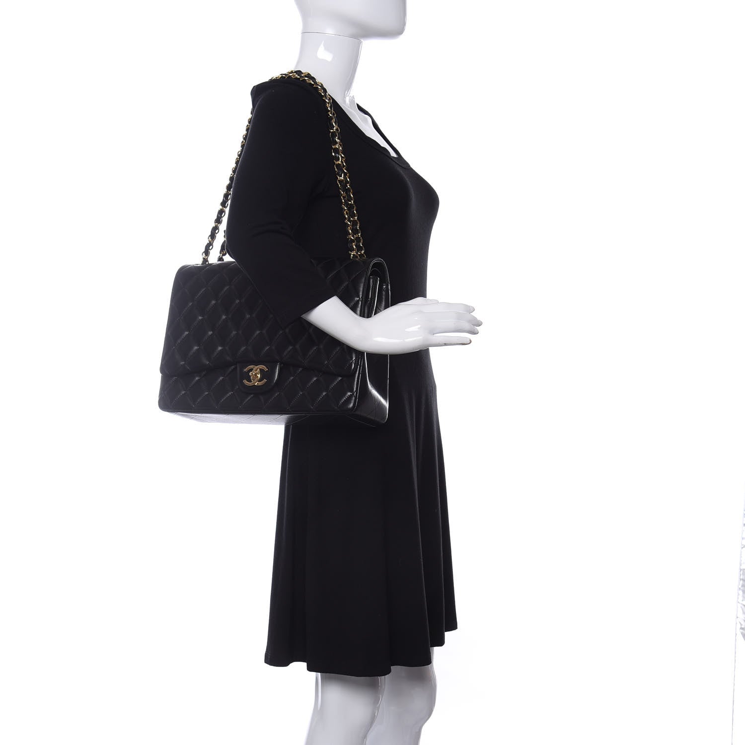 Chanel Lambskin Quilted Maxi Double Flap Black 2 of 10