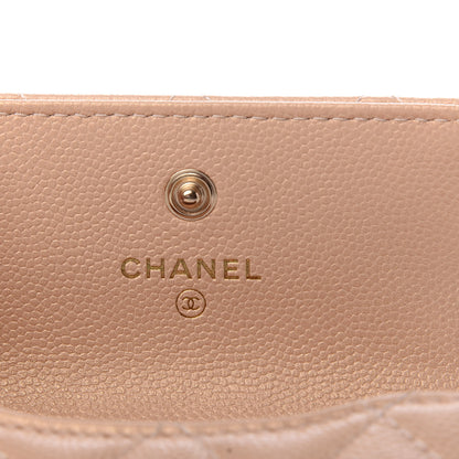 Chanel Iridescent Caviar Quilted Coin Purse With Chain Beige 6 of 9