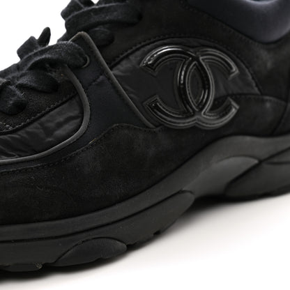 Chanel Fabric Calfskin Suede CC Sneakers 38 Black 8 of 10