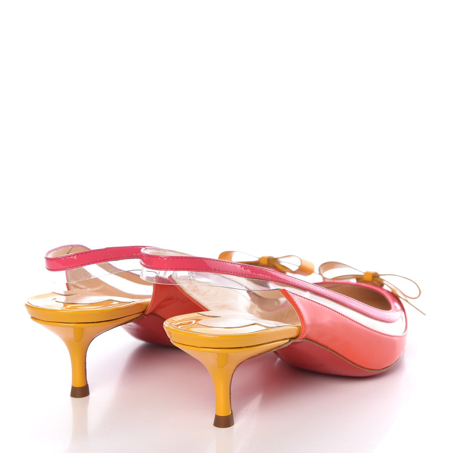 Christian Louboutin Patent PVC Suspenodo Sling 45 Pumps 39 Papaye 4 of 7