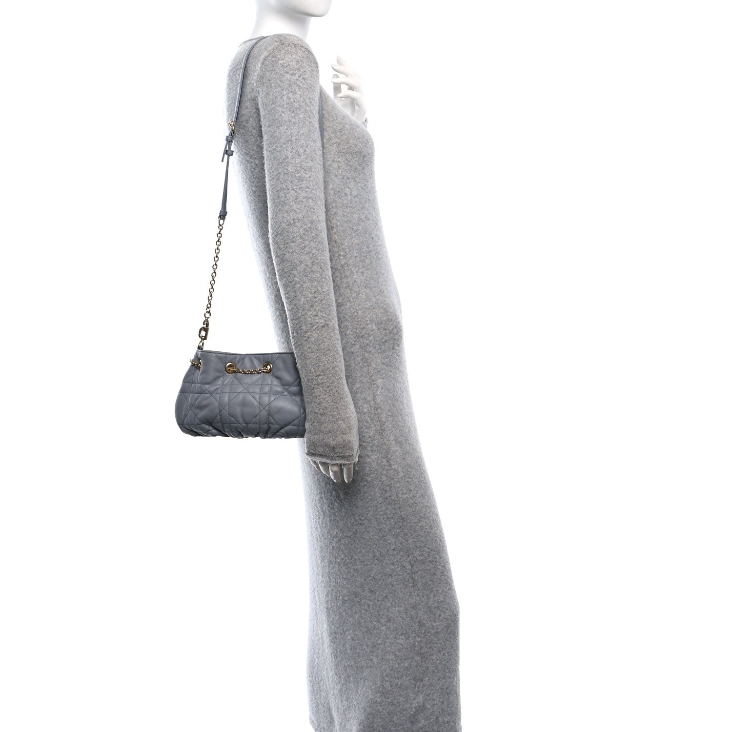 Christian Dior Lambskin Supple Macrocannage Small Ammi Bag Grey 2 of 10