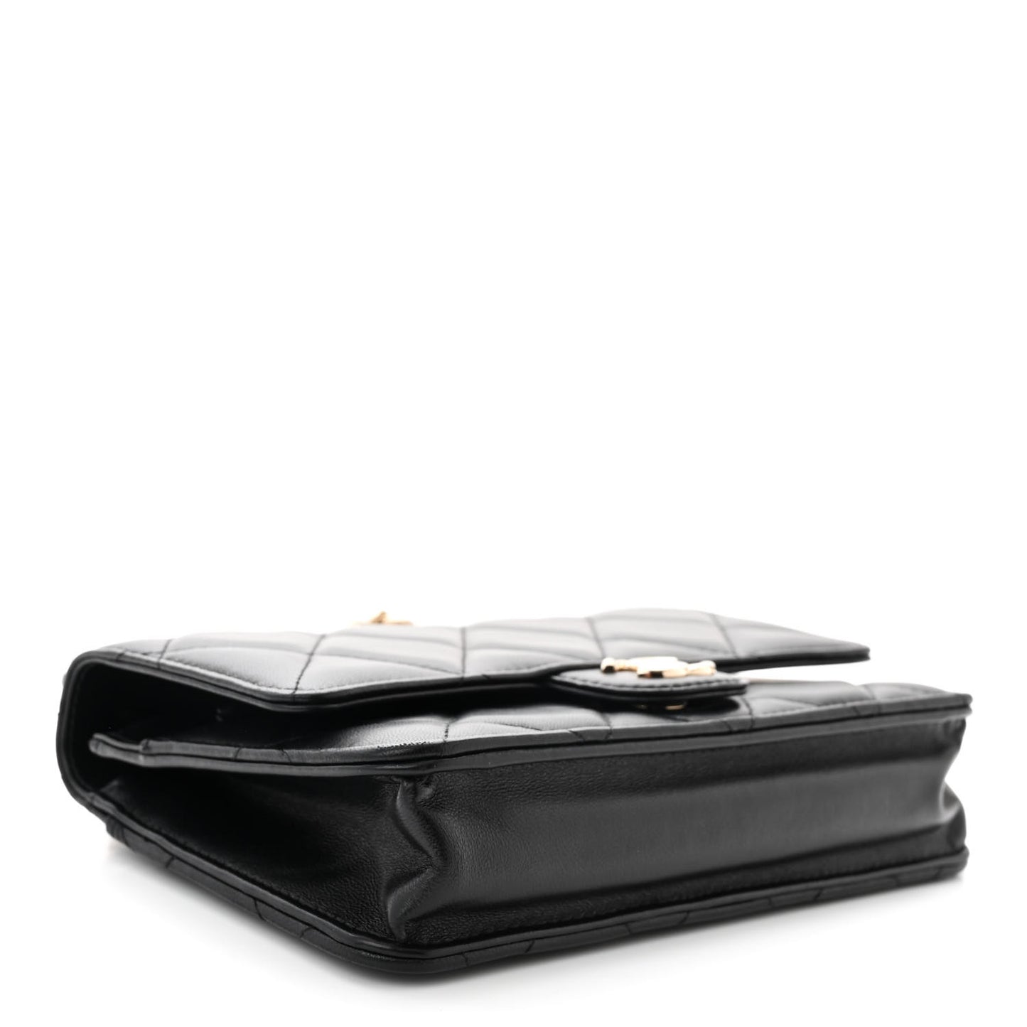 Lambskin Plexi Quilted Wallet On Chain WOC Black