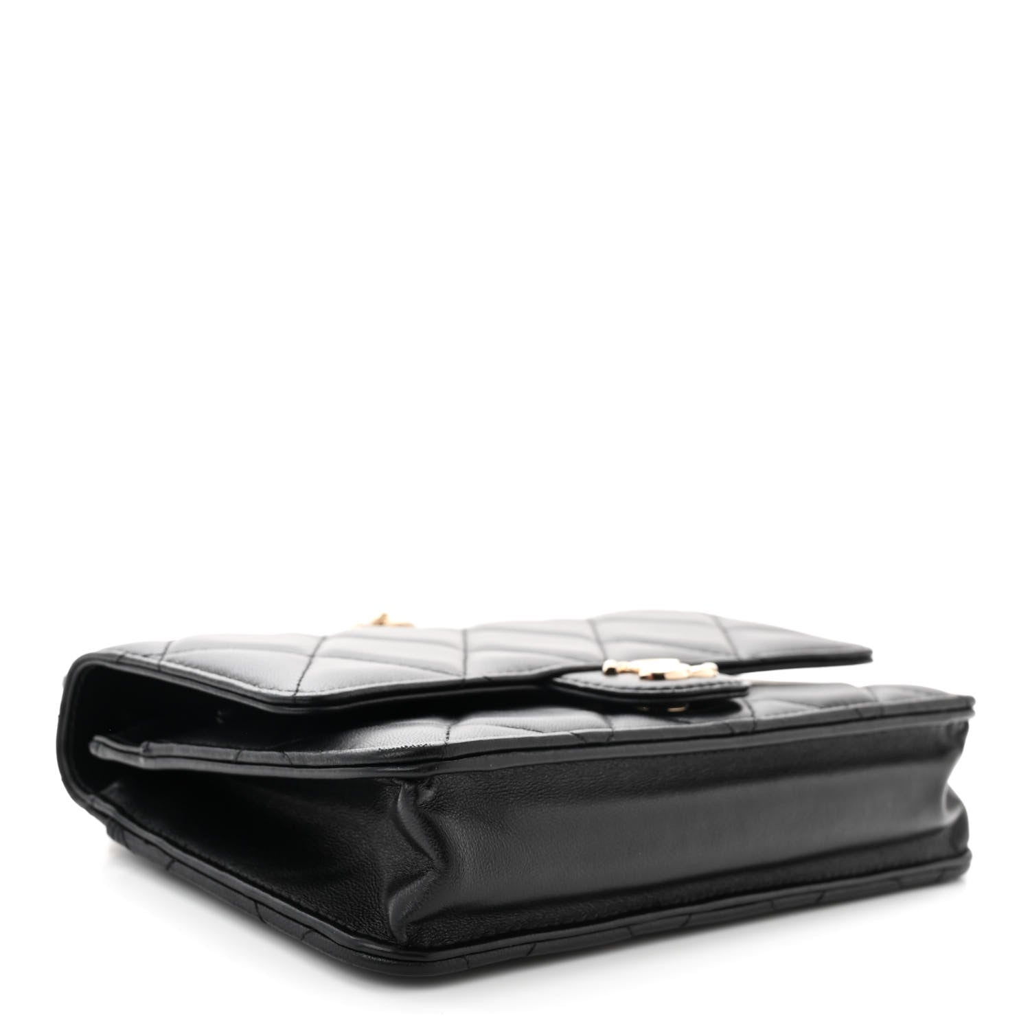 Chanel Lambskin Plexi Quilted Wallet On Chain WOC Black 4 of 12