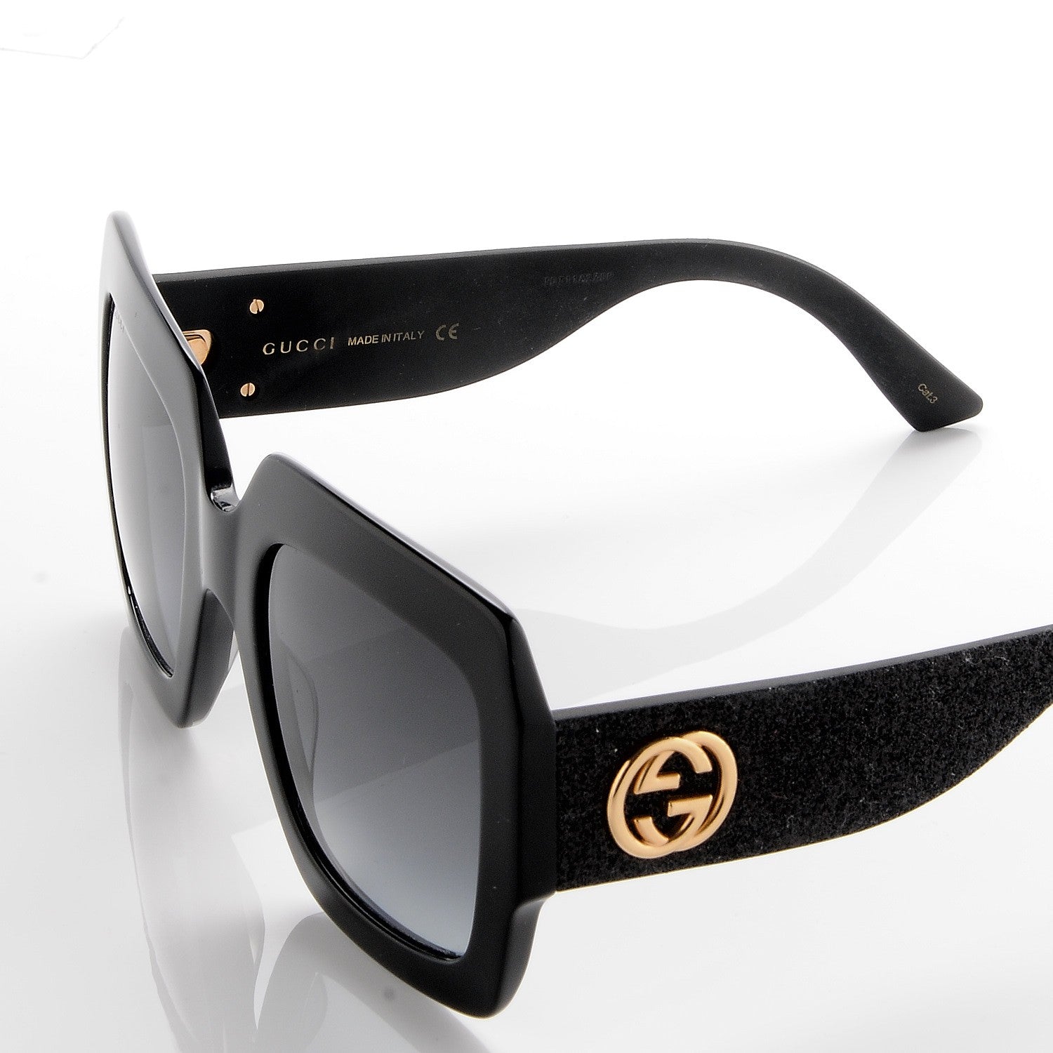 Gucci Square Frame GG0102S Sunglasses Glitter Black 5 of 9