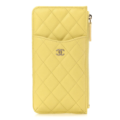 Chanel Caviar Quilted Classic Flat Wallet Pouch Yellow 1 of 11