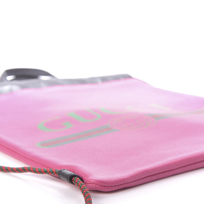 Gucci Grained Calfskin Logo Drawstring Backpack Box Pink Green Black 5 of 10