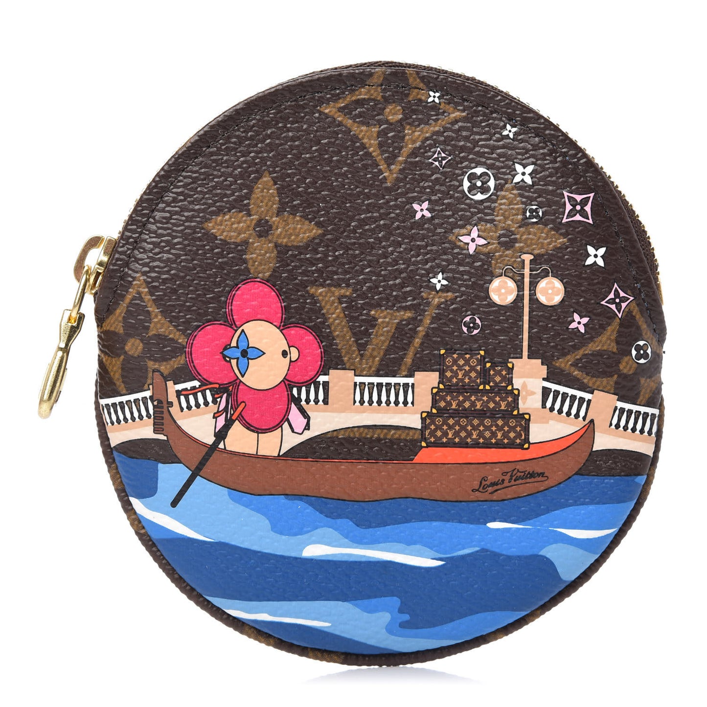 Monogram 2019 Christmas Animation Round Coin Purse Blue