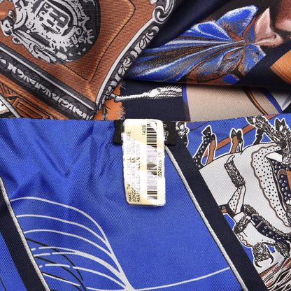Hermes Silk Carre En Carres Maxi Twilly Marine Klein Brun 3 of 5