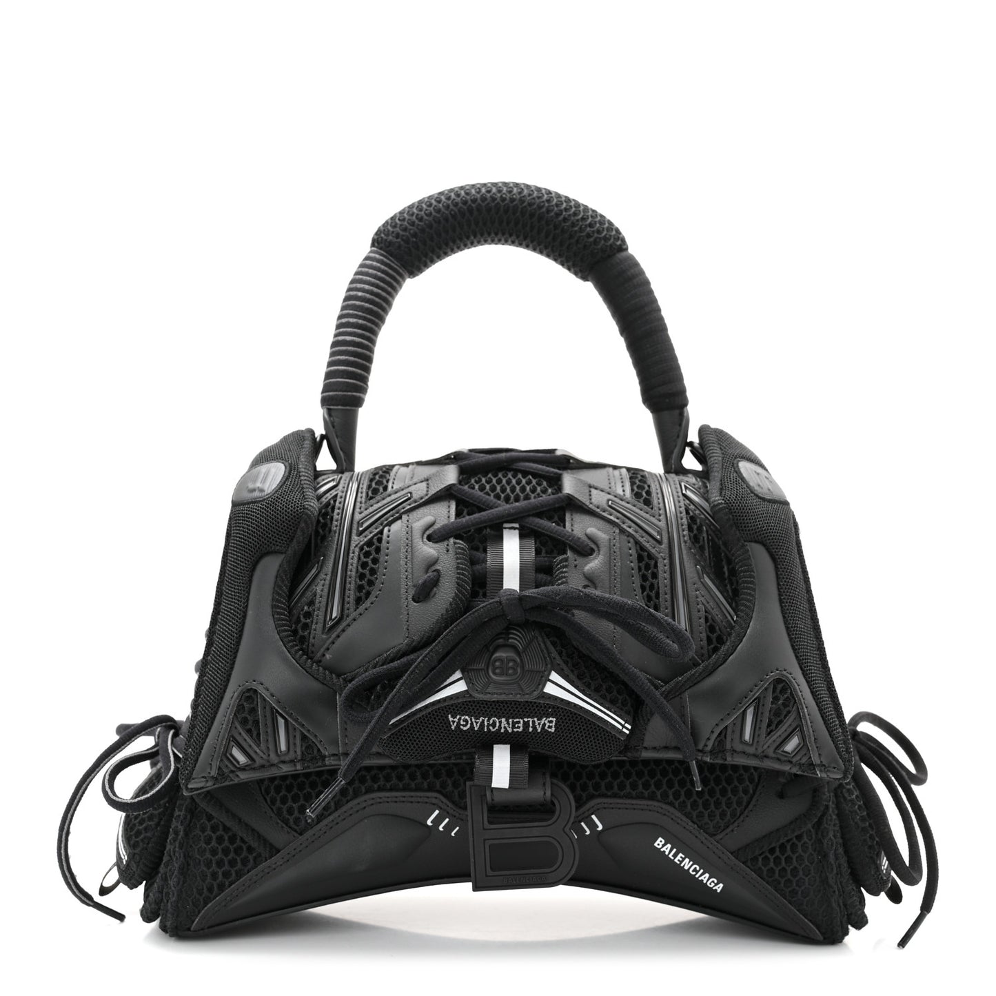 Faux Calfskin Fabric Small Sneakerhead Top Handle Bag Black