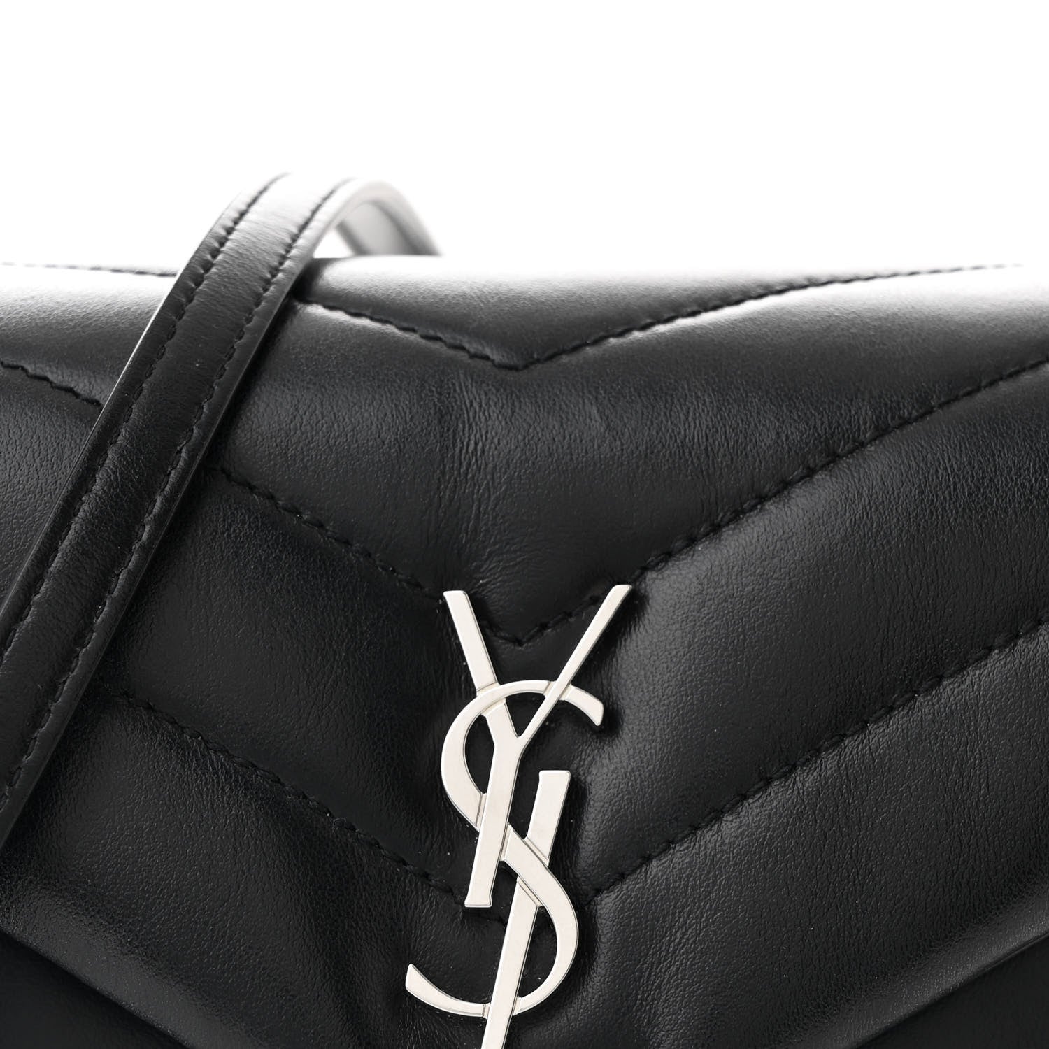 Saint Laurent Calfskin Y Quilted Monogram Toy Loulou Crossbody Bag Black 9 of 11
