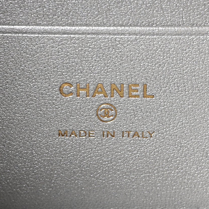 Chanel Lizard Embossed Top Handle Slim Vanity With Chain Silver 6 of 10
