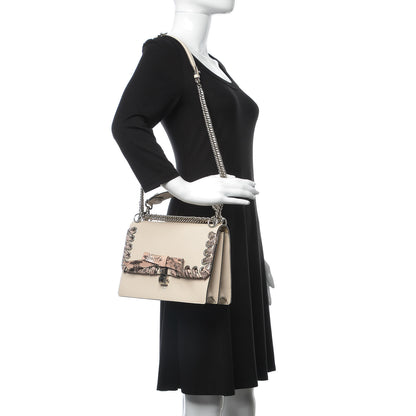 Fendi Vitello Elaphe Lace Up Bow Kan I Shoulder Bag Camelia Bois de Rose 2 of 9