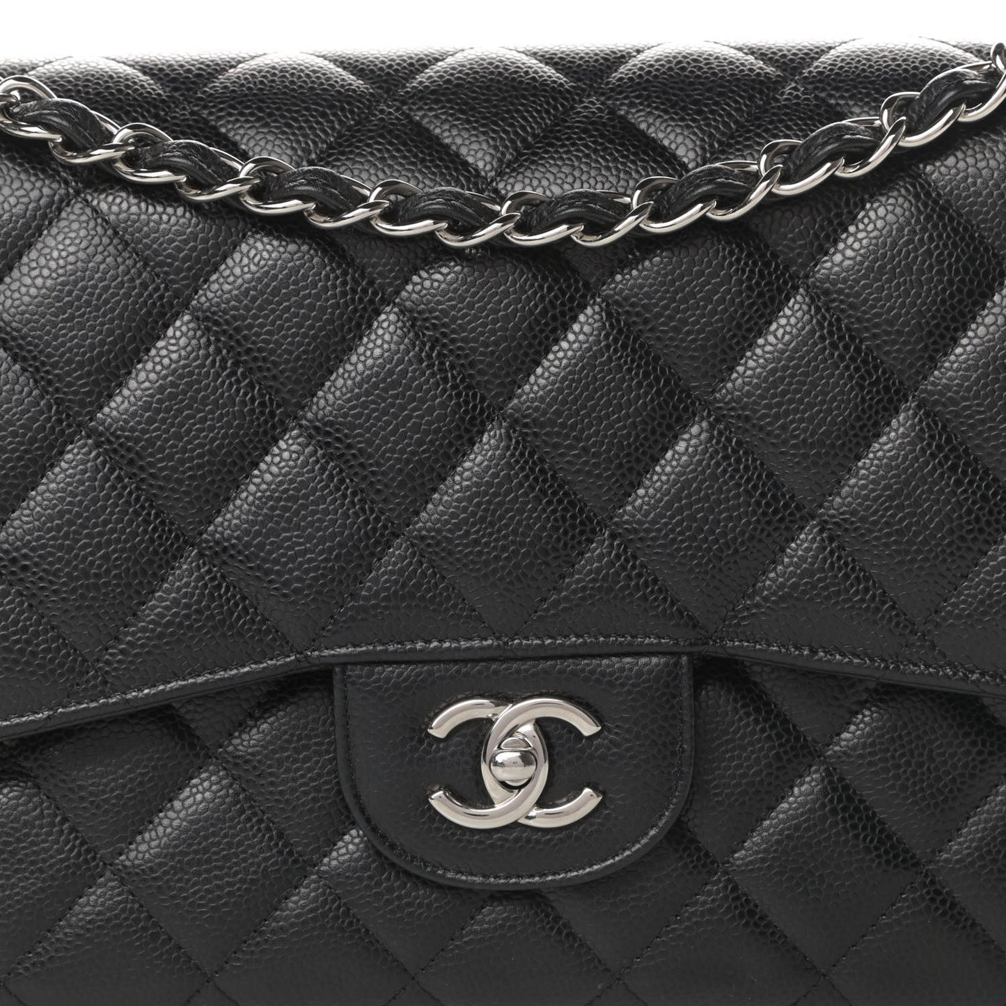 Caviar Quilted Jumbo Double Flap Black