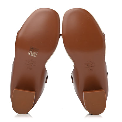 Valentino Garavani Calfskin Rockstud Ankle Strap Espadrille 10/60mm Sandals 38.5 Selleria 4 of 4