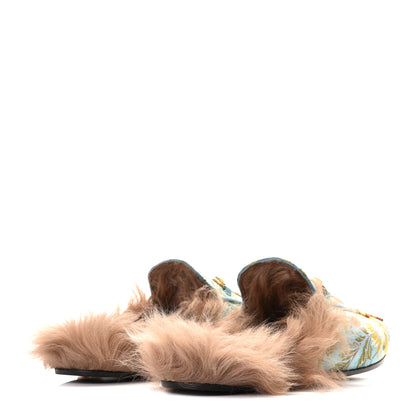 Gucci Brocade Fur Embroidered Womens Princetown Slippers 41 Multicolor 3 of 5