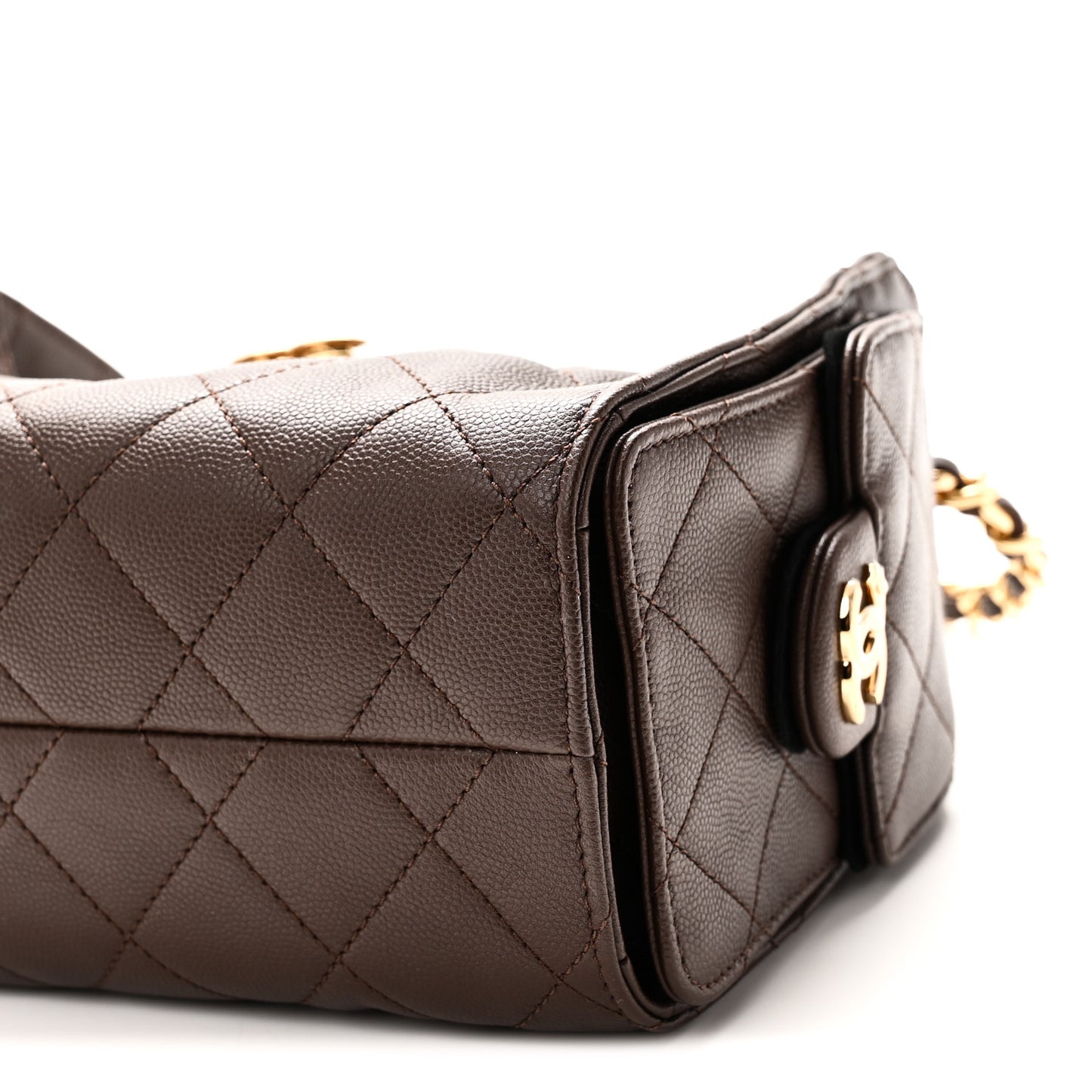 Caviar Quilted Mini Chanel 25 Handbag Brown