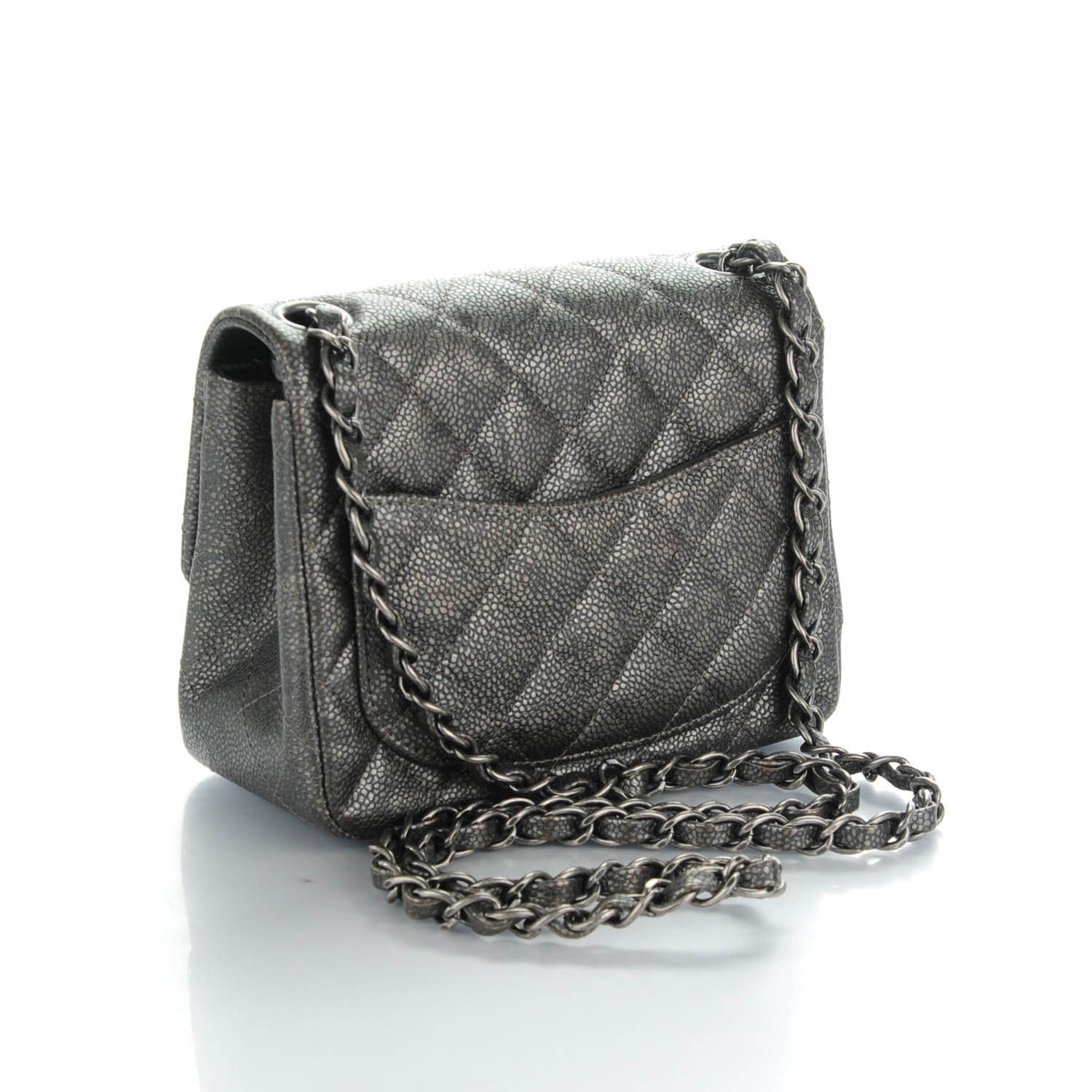 Chanel Metallic Caviar Quilted Mini Square Flap Dark Grey 3 of 8