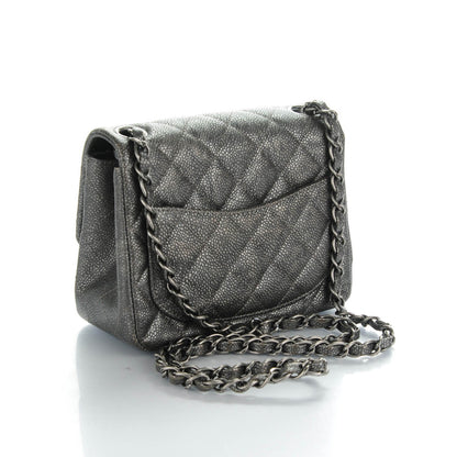 Chanel Metallic Caviar Quilted Mini Square Flap Dark Grey 3 of 8