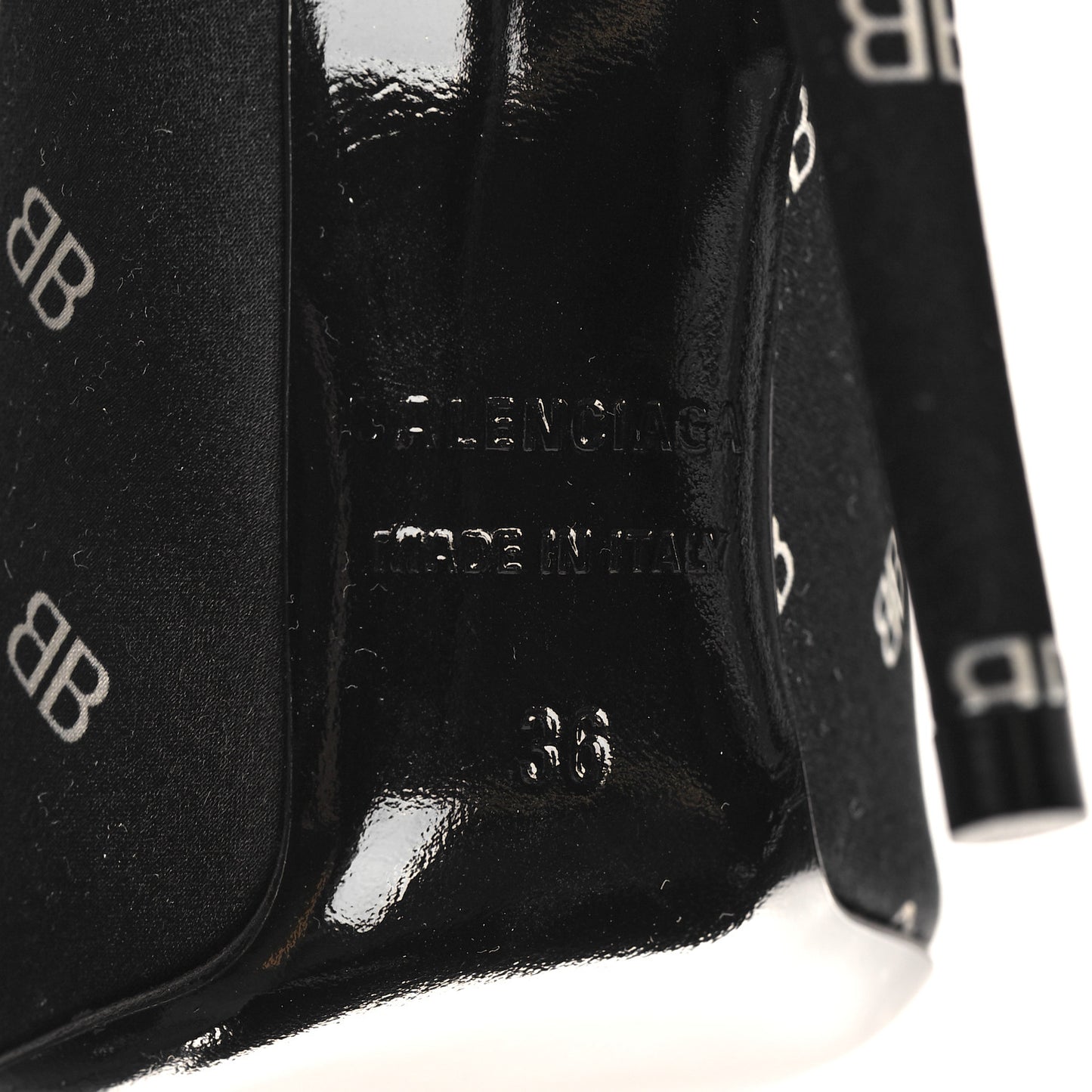Crepe Satin BB Allover Logo Knife 100mm Pumps 36 Black