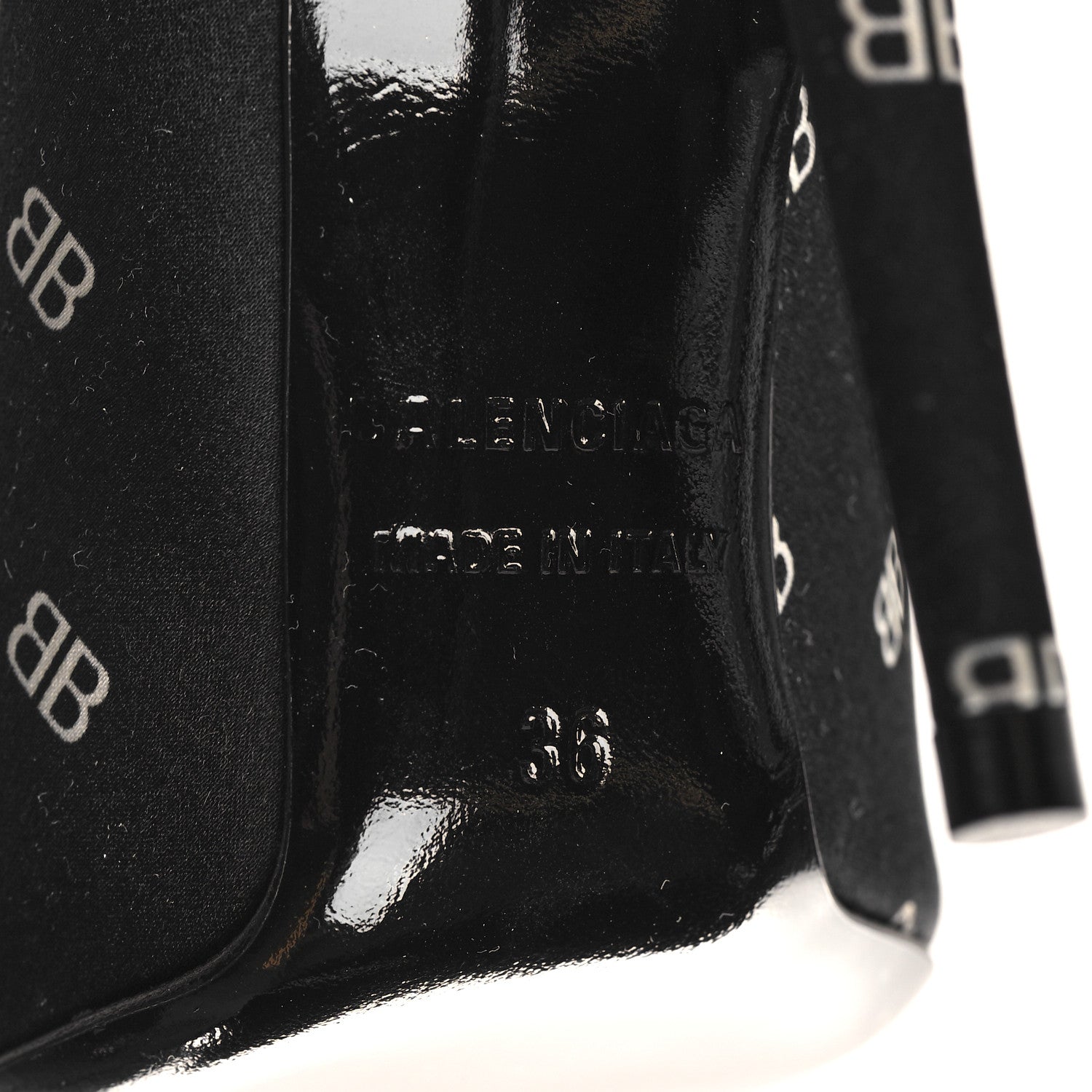 Balenciaga Crepe Satin BB Allover Logo Knife 100mm Pumps 36 Black 8 of 10