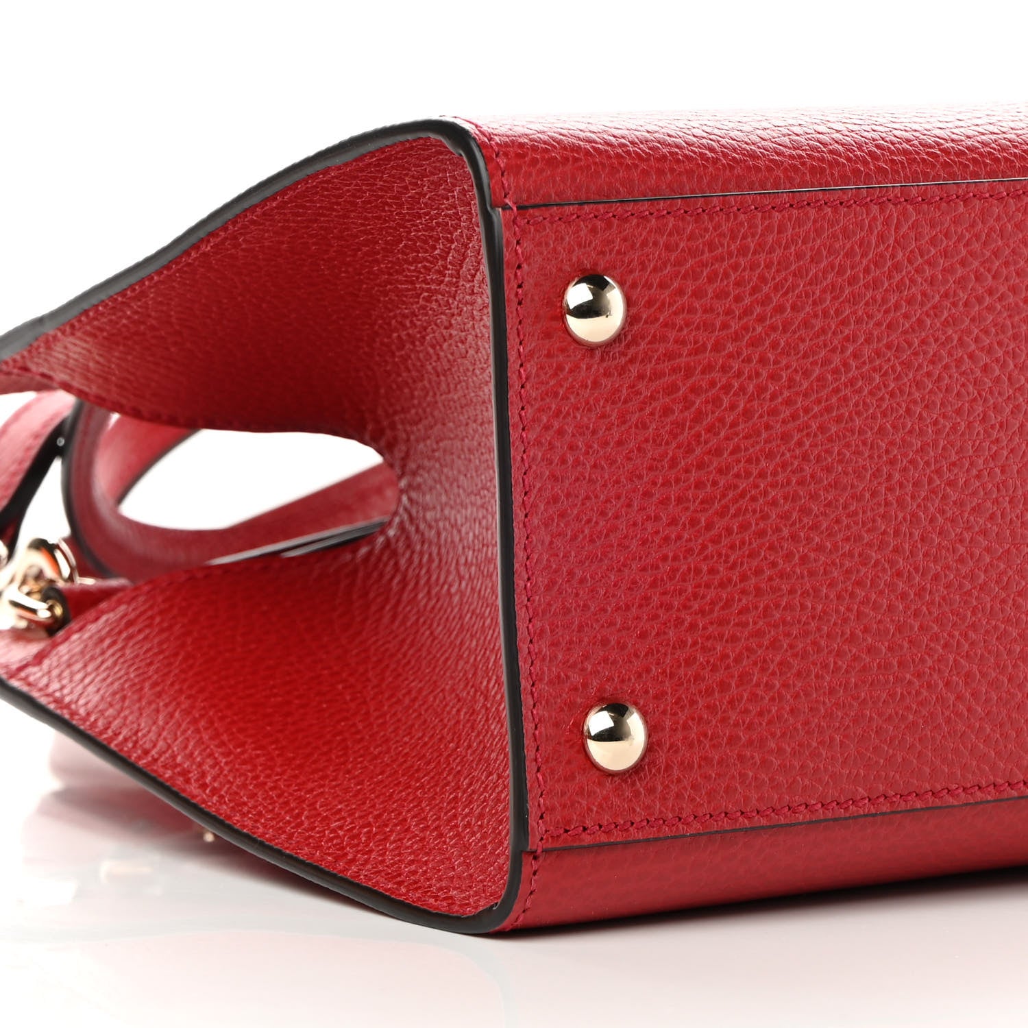 Gucci Dollar Calfskin Medium Soho Top Handle Satchel Hibiscus Red 9 of 10