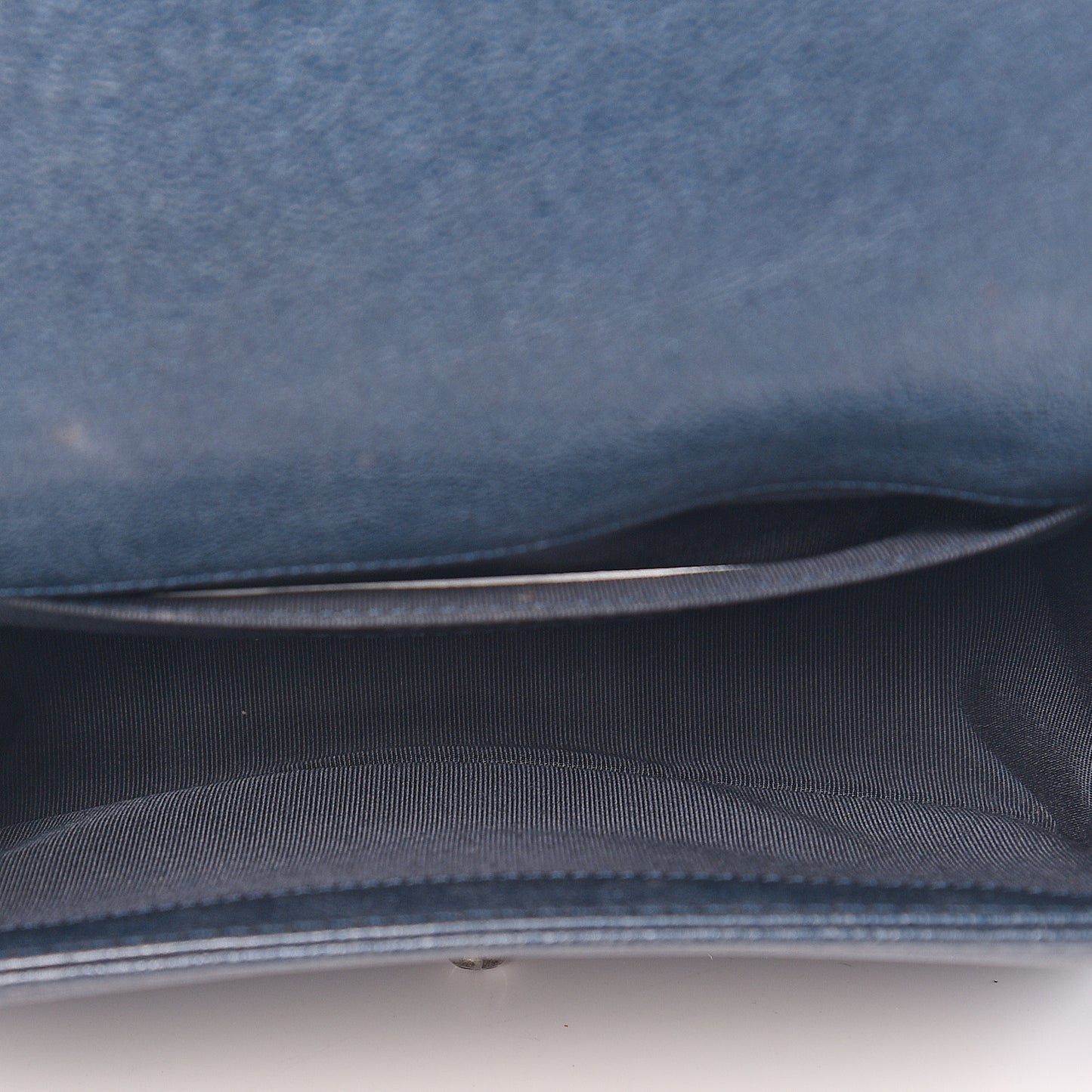 Metallic Calfskin Quilted Small Boy Flap Blue