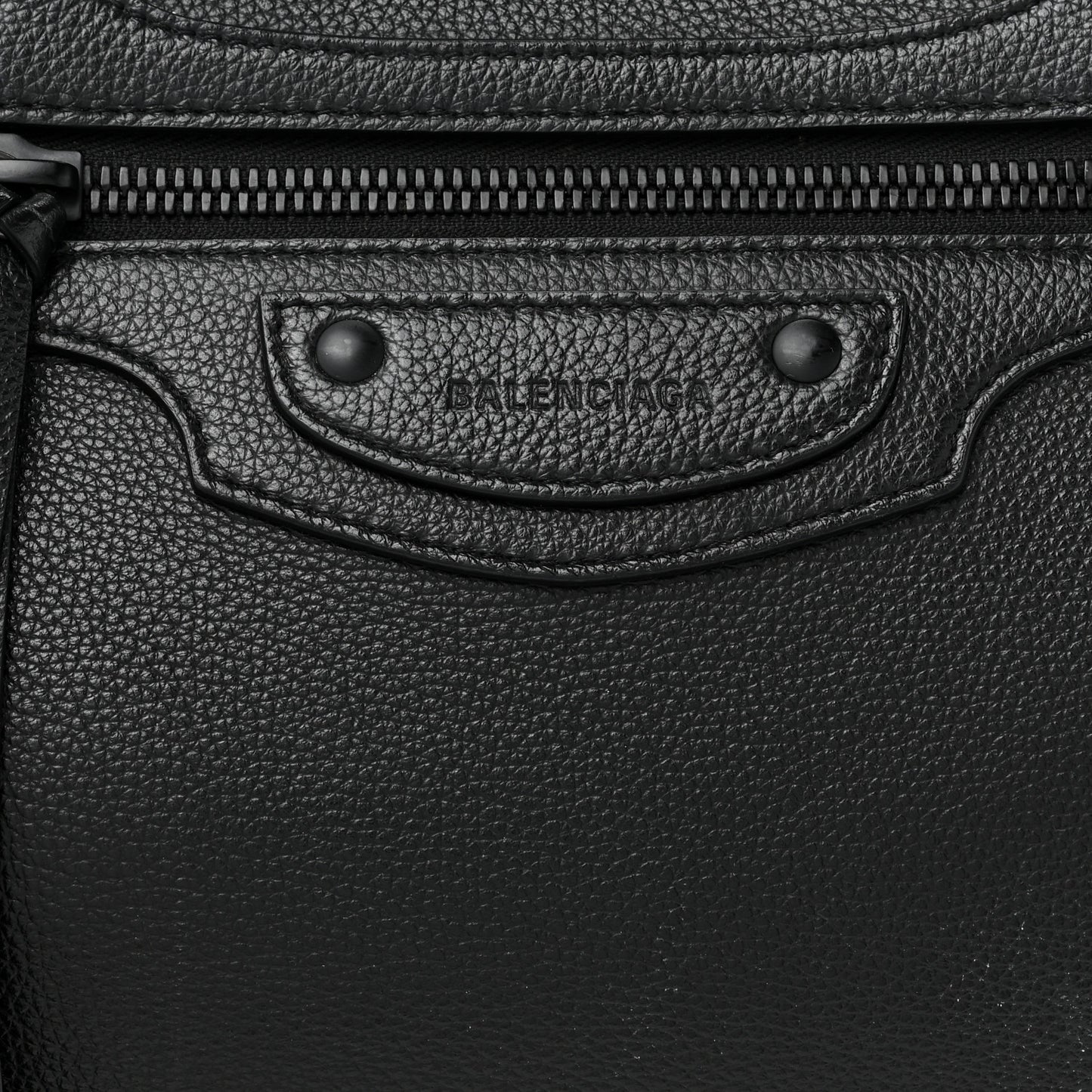 Grained Calfskin Neo Classic Black Hardware Large Top Handle Bag Black