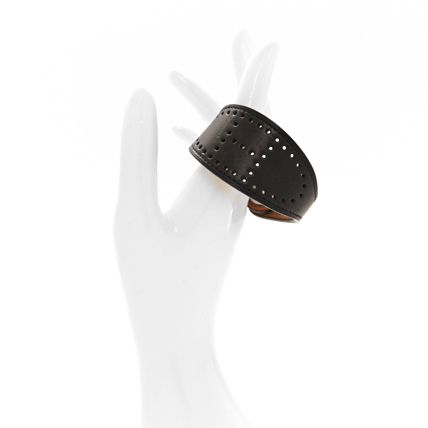 Hermes Calfskin Reversible Perforated H Bracelet Black 2 of 4