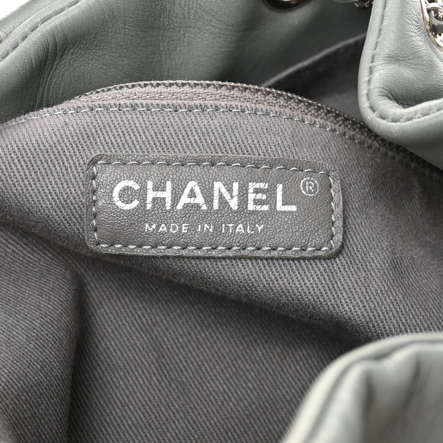 Lambskin Quilted Backpack Pocket Grey