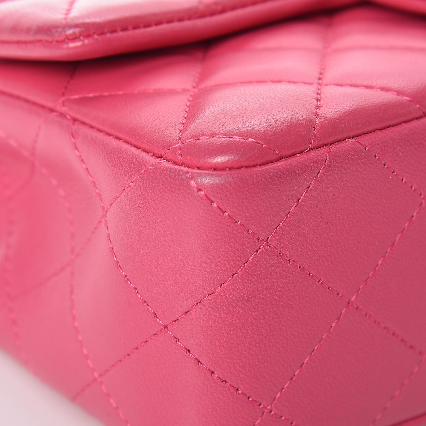 Lambskin Quilted Mini Rectangular Flap Fuchsia